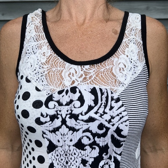 Vintage Crazy Fish | Lace Celtic Dress Striped Polka Dot Floral Asymmetrical S - Picture 5 of 12